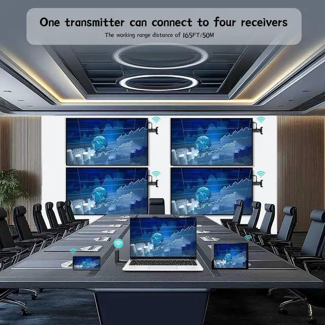 Alt view image 2 of 7 - Wireless HDMI Transmitter and Receiver,HDMI Wireless Remote Adapter 165FT/50M,No Hot,Plug and Play,2.4/5GH for 1080P Wireless Streaming Video from Laptop,Cable Box,Camera,Netflix to Monitor/TV/Phone