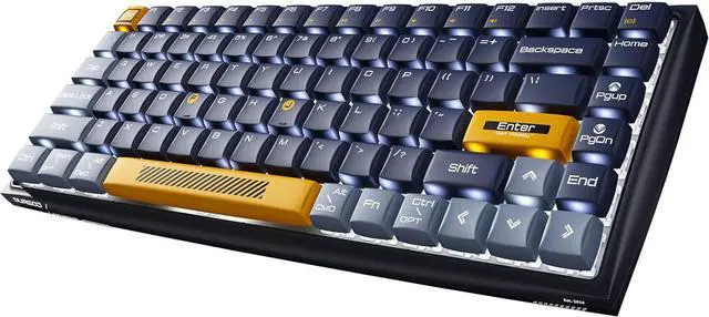 Alt view image 2 of 7 - Wireless Mechanical Keyboard, 84-Key 75% Layout, Connect up to 3 Devices via Bluetooth/2.4G Wireless for Mac Windows Linux, LED Backlit & N-Key Rollover, Silent Red Switch, Navy Blue