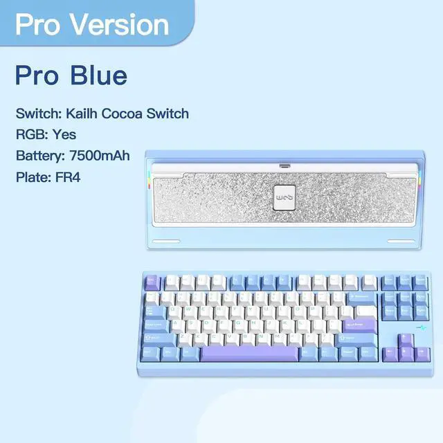 Alt view image 2 of 7 - WOB CRUSH80 RGB Gaming Keyboard Reboot CNC Aluminum 5-Second Quick-Release BT/2.4GHz/Wired  Connectivity 7500mAh battery Mechanical Keyboard with Superior Acoustics for PC/MAC/iOS/Android,  Blue