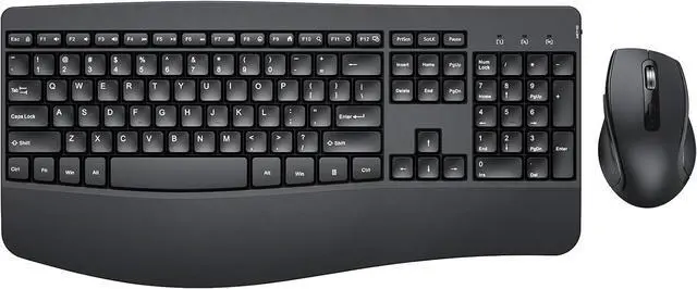 Main image of Ergonomic Keyboard and Mouse Combo - Full Size Keyboard Cordless with Palm Wrist Rest Ergonomic Mouse Wireless for Windows Computers Laptops - Black (Upgrade)