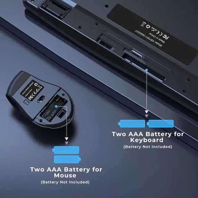 Alt view image 2 of 7 - Ergonomic Keyboard and Mouse Combo - Full Size Keyboard Cordless with Palm Wrist Rest Ergonomic Mouse Wireless for Windows Computers Laptops - Black (Upgrade)