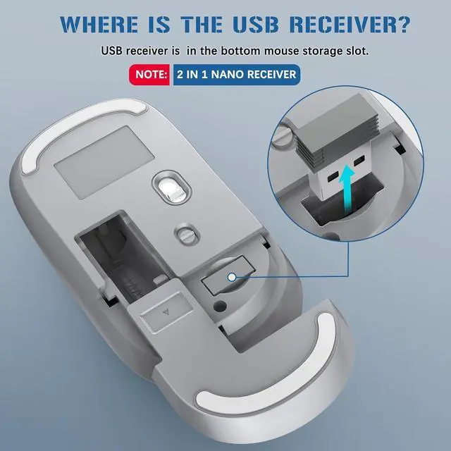 Alt view image 7 of 7 - Wireless Keyboard and Mouse, Ergonomic Wireless Keyboard with Wrist Rest and Phone Holder, Quiet Mouse for Computer Mac PC Laptop-Black Grey