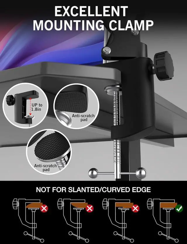 Alt view image 6 of 7 - QuadCast 2 Boom Arm, Mic Arm Microphone Arm for HyperX QuadCast 2 with HyperX QuadCast 2 Pop Filter, 3/8" to 5/8" Adapter