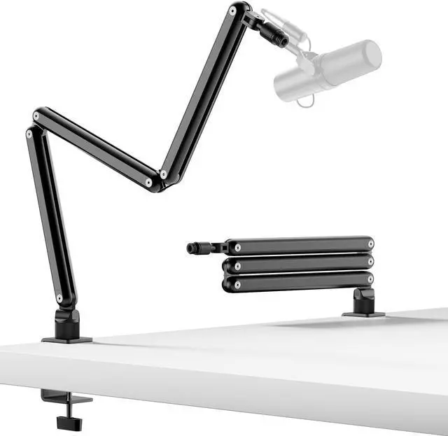 Main image of Mic Arm for Lightweight Mics, Microphone Arm Rotatable, Storable Desk Mic Stand for Bear 3LB with Mount Clamp, Mic Stand Boom Arm with Cable Channel with 3/8'' 5/8'' Thread for Podcast, Gaming