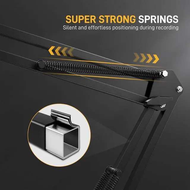Alt view image 5 of 7 - Boom Arm Microphone Stand: Adjustable Metal Suspension Mic Boom Arm for Podcast Gaming Streaming Recording,with Desk Clamp and 3/8" to 5/8" Screw Adapter-Max Load 1KG BA20 Black