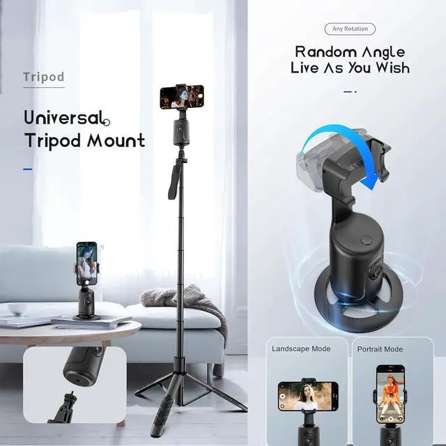 Alt view image 4 of 6 - Auto Tracking Phone Holder,360° Rotation Phones Camera Mount Smart Shooting Phone Tracking Holder with Remote Selfie Stick for iPhone Android Stabilizer Shooting Live,No App,Rechargeable (White)