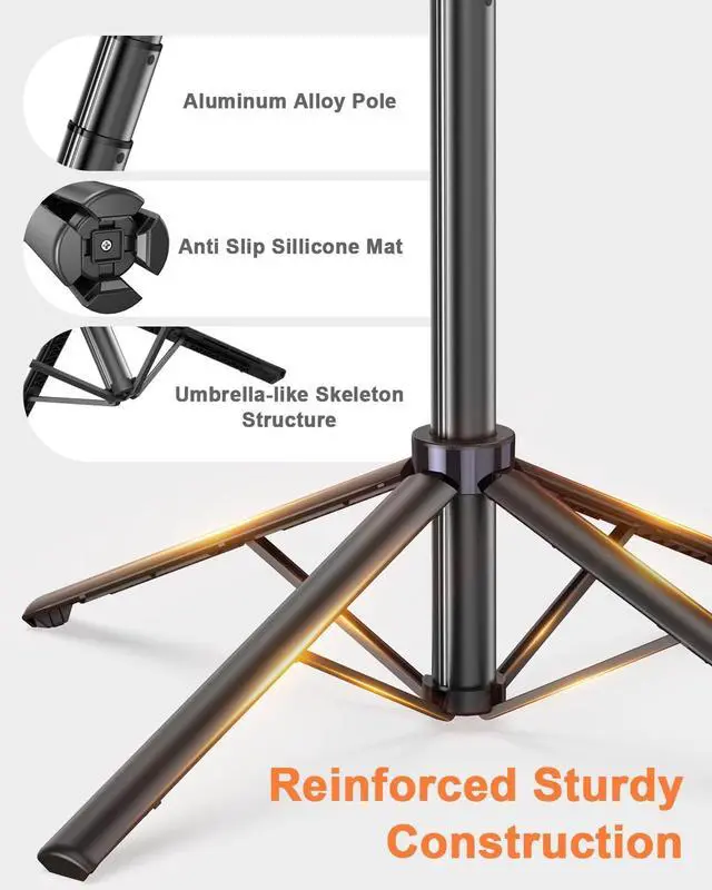Alt view image 5 of 7 - 71 Auto Face Tracking Tripod for iPhone with Light,360° Rotating Phone Stand with Rechargeable Remote Control for TikTok Vlog Video Recording, Phone Tripod for Android Camera/GoPro/Ring Light