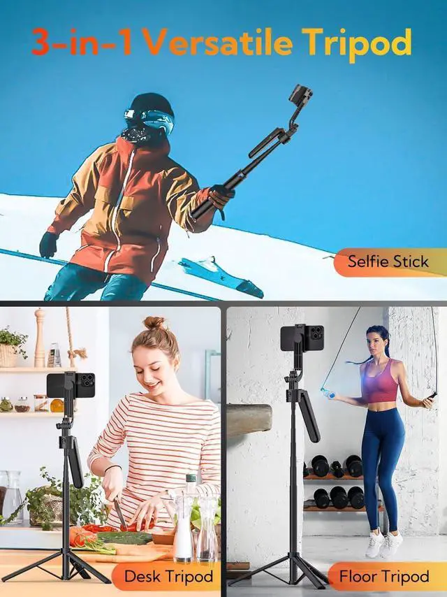 Alt view image 5 of 7 - 70 Auto Face Tracking Tripod, Extendable 360° Rotation Phone Tripod for iPhone and Android, Selfie Stick for iPhone w/Remote Control,Phone Holder Video Recording for TikTok(UTK-01)