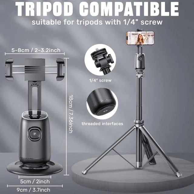 Alt view image 6 of 6 - Auto Face Tracking Tripod,360°Rotation Tracking Phone Stand,Phone Camera Stand with Remote,Colorful Light and Gesture Control,Rechargeable Smart Shooting Stand for Live Video Recording,FaceTime,No APP