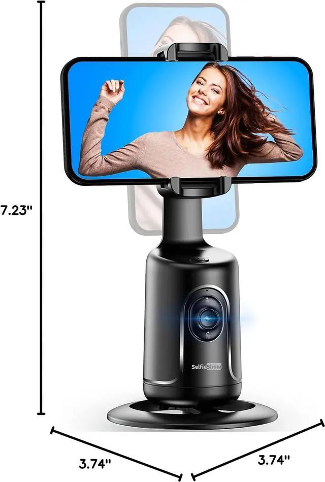 Alt view image 2 of 7 - Auto Tracking Phone Holder, Auto Face Tracking Tripod, Portable All-in-one Smart Selfie Stick 360 Rotation Fast Face & Object Tracking Cameraman Robot Mount for Phone Video Vlog Live Streaming(Black)