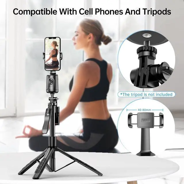 Alt view image 5 of 7 - Auto Tracking Phone Holder, Auto Face Tracking Tripod, Portable All-in-one Smart Selfie Stick 360 Rotation Fast Face & Object Tracking Cameraman Robot Mount for Phone Video Vlog Live Streaming(Black)