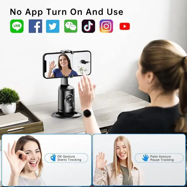 Alt view image 6 of 7 - Auto Tracking Phone Holder, Auto Face Tracking Tripod, Portable All-in-one Smart Selfie Stick 360 Rotation Fast Face & Object Tracking Cameraman Robot Mount for Phone Video Vlog Live Streaming(Black)