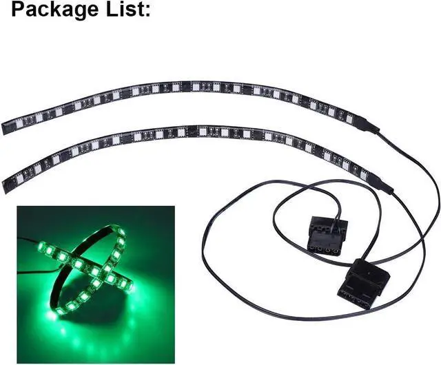 Alt view image 5 of 5 - PC LED Light Strip Computer Case Lighting White with Magnetic Back, Molex Connector, 2pack LED Strip for PC Case Lighting Kit (30cm,18leds,S Series,Green)