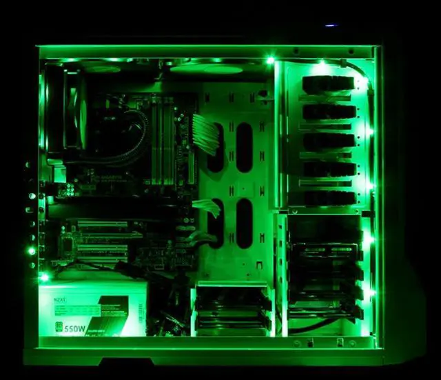 Alt view image 3 of 5 - PC LED Light Strip Computer Case Lighting White with Magnetic Back, Molex Connector, 2pack LED Strip for PC Case Lighting Kit (30cm,18leds,S Series,Green)