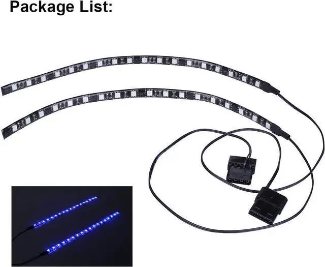 Alt view image 5 of 5 - PC LED Light Strip Computer Case Lighting White with Magnetic Back, Molex Connector, 2pack LED Strip for PC Case Lighting Kit (30cm,18leds,S Series,Blue)