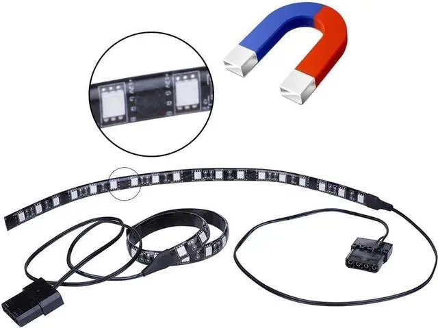 Alt view image 3 of 5 - PC LED Light Strip Computer Case Lighting White with Magnetic Back, Molex Connector, 2pack LED Strip for PC Case Lighting Kit (30cm,18leds,S Series,Blue)