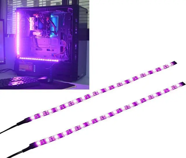 Main image of PC LED Light Strip Computer Case Lighting White with Magnetic Back, Molex Connector, 2pack LED Strip for PC Case Lighting Kit (30cm,18leds,S Series,Pink )