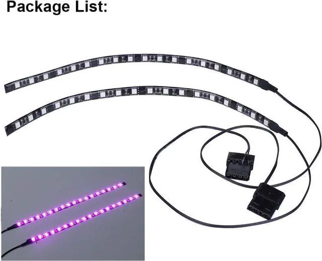 Alt view image 5 of 5 - PC LED Light Strip Computer Case Lighting White with Magnetic Back, Molex Connector, 2pack LED Strip for PC Case Lighting Kit (30cm,18leds,S Series,Pink )
