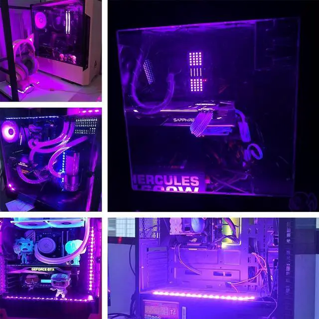 Alt view image 2 of 5 - PC LED Light Strip Computer Case Lighting White with Magnetic Back, Molex Connector, 2pack LED Strip for PC Case Lighting Kit (30cm,18leds,S Series,Pink )