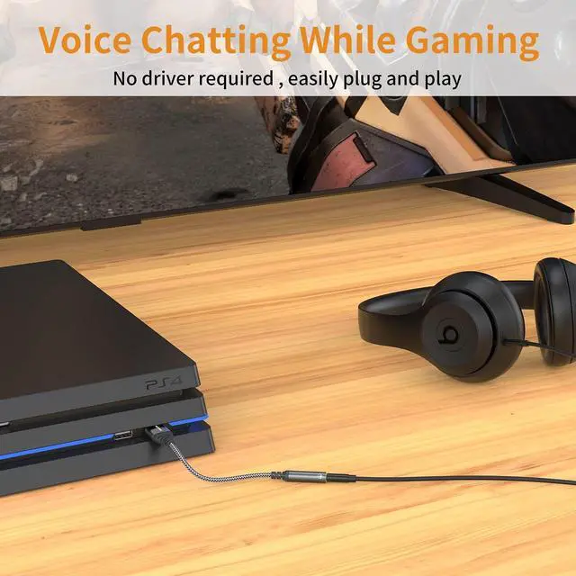 Alt view image 6 of 6 - USB to 3.5mm Audio Jack Adapter, External Sound Card Converter Compatible with Headset, PC, Laptop, Mac, Desktops, Linux, PS4 and More Devices