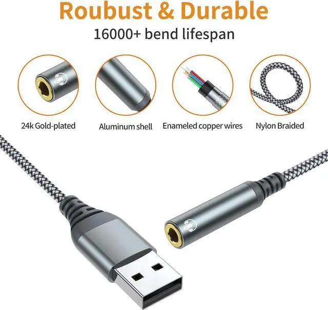 Alt view image 5 of 6 - USB to 3.5mm Audio Jack Adapter, External Sound Card Converter Compatible with Headset, PC, Laptop, Mac, Desktops, Linux, PS4 and More Devices