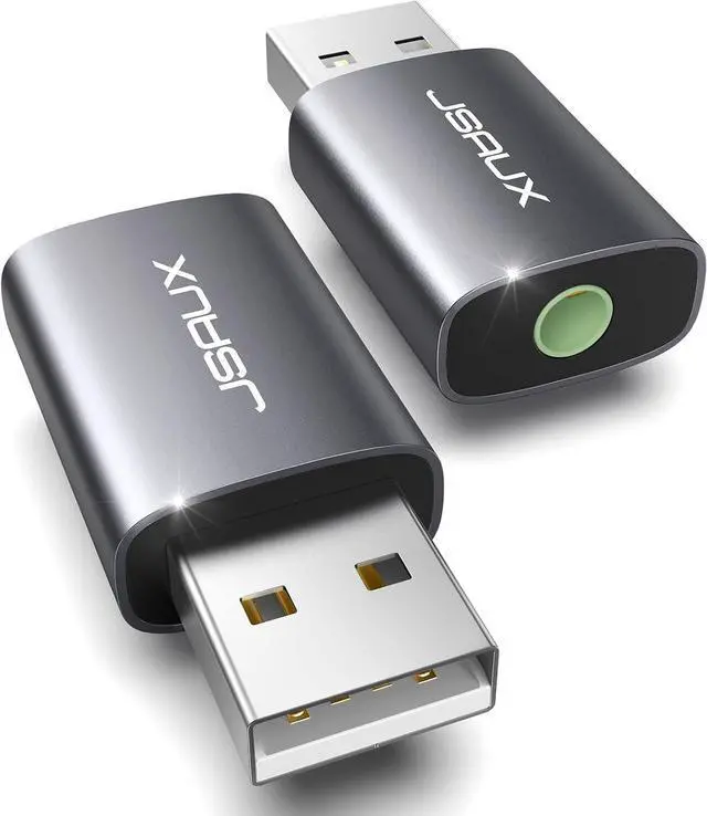 Main image of 2 Pack USB to 3.5mm Jack Audio Adapter, JSAUX USB to Audio Aux Adapter External Stereo Sound Card TRRS Female Headset for PS4, PS5, Headphone,Mac, Linux, Laptop, Desktops, Docking Station