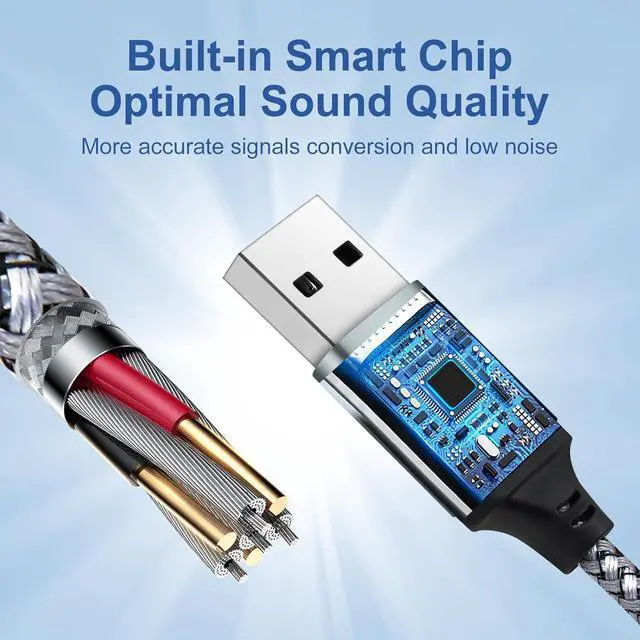 Alt view image 3 of 6 - (2-Pack) QimKero External Stereo Sound Card, USB-A to 3.5mm TRRS 4-Pole Female, USB to 3.5mm AUX Stereo Audio Cable for PC Windows, Laptop, Mac, Desktops, Linux, PS4 Plug and Play No Drivers Needed
