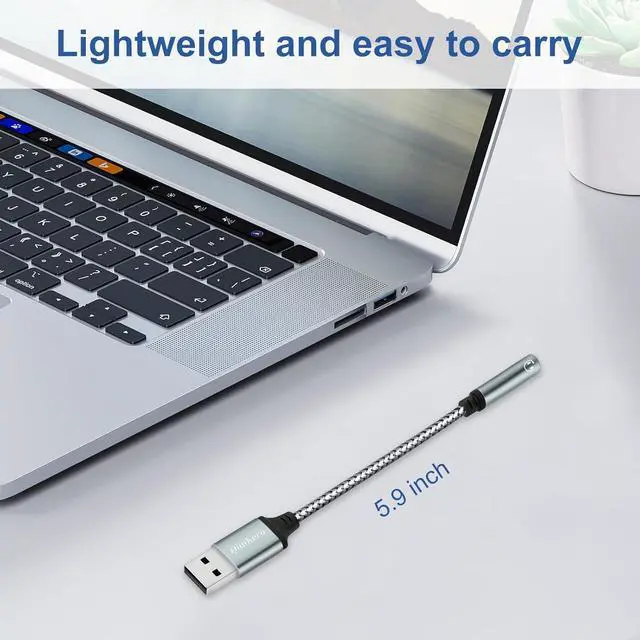 Alt view image 6 of 6 - (2-Pack) QimKero External Stereo Sound Card, USB-A to 3.5mm TRRS 4-Pole Female, USB to 3.5mm AUX Stereo Audio Cable for PC Windows, Laptop, Mac, Desktops, Linux, PS4 Plug and Play No Drivers Needed