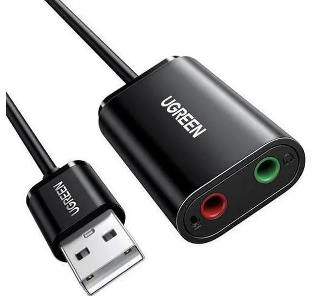 Main image of USB to Audio Jack Sound Card Adapter with Dual TRS 3-Pole 3.5mm Headphone and Microphone USB to Aux 3.5mm External Audio Converter for Windows Mac Linux PC Laptops Desktops PS5 Switch 2