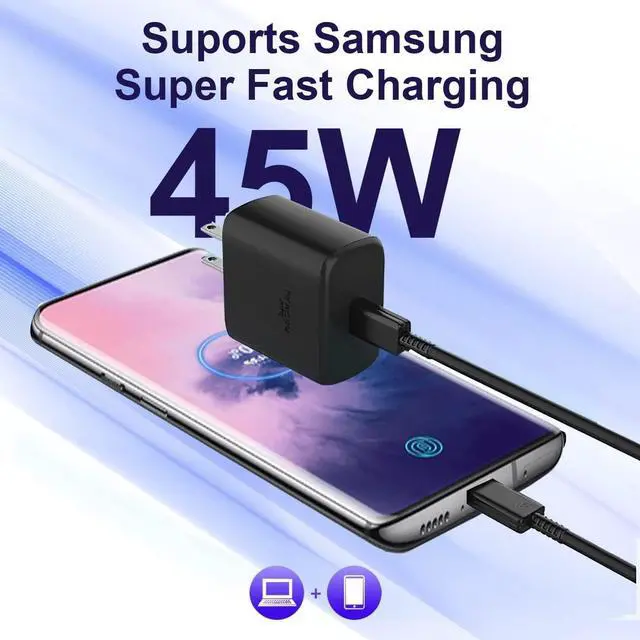 Alt view image 2 of 7 - 45W Super Fast Charger Type C, USB C Android Phone Charger for Samsung Galaxy S23 Ultra/S23/S23+/S22 Ultra/S22+/S22, Note 10/Note 20/S20/S21/S10/S9/S8, Galaxy Tab S7/S8, 45 Watt Charger Block