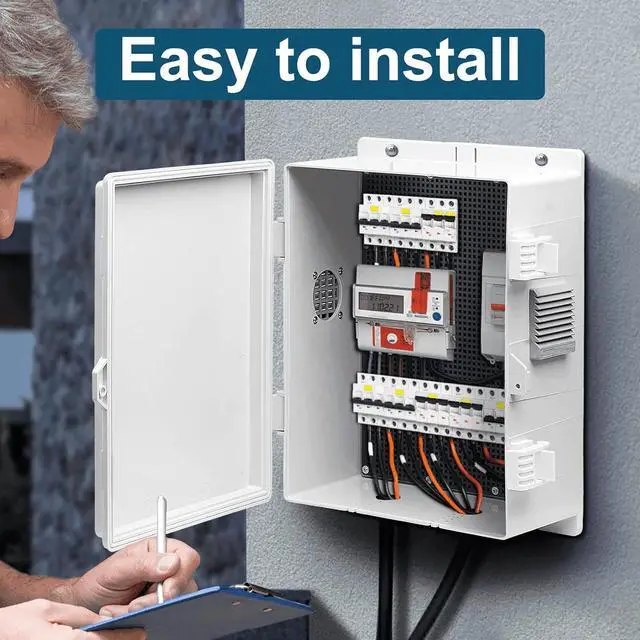 Alt view image 3 of 7 - Outdoor Electrical Junction Box, ABS Water Resistant Enclosure with Internal Mounting Panel & Hinged Cover, 9.2" H* 7" L* 4.6" W