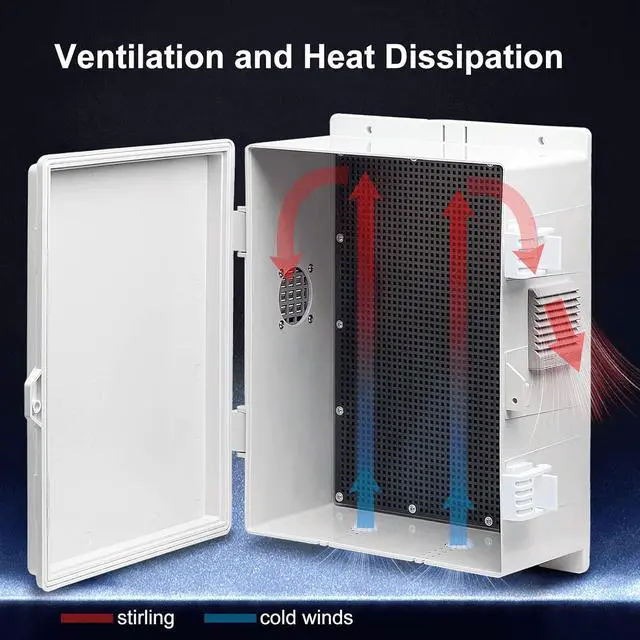 Alt view image 5 of 7 - Outdoor Electrical Junction Box, ABS Water Resistant Enclosure with Internal Mounting Panel & Hinged Cover, 9.2" H* 7" L* 4.6" W