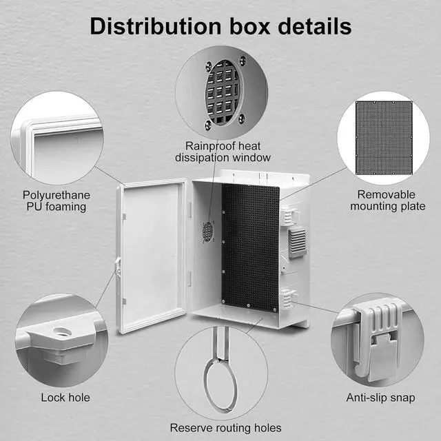 Alt view image 4 of 7 - Outdoor Electrical Junction Box, ABS Water Resistant Enclosure with Internal Mounting Panel & Hinged Cover, 9.2" H* 7" L* 4.6" W
