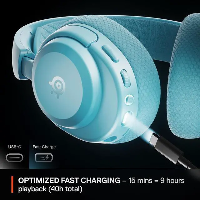 Alt view image 4 of 7 - SteelSeries Arctis Nova 3X Wireless Multi-Platform Gaming Headset  Mobile App Control  40 HR Battery  Neodymium Magnetic Drivers  2.4GHz/Bluetooth  Xbox, PS5, PC, Switch, Mobile  Aqua