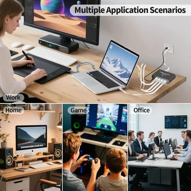 Alt view image 6 of 7 - Gigabit Ethernet Splitter 1 to 4-1000Mbps RJ45 Port Router Switch with USB-C Power, Plug & Play 1-in-4-Out LAN Adapter for Cat5/5e/6/7/8 Cables, High Speed Network Switch for Desktop Printer Camera