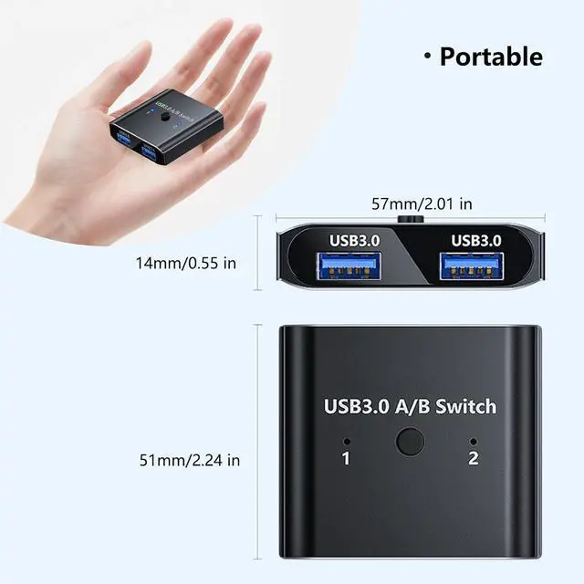 Alt view image 5 of 7 - USB 3.0 Bi-Directional Switch - USB3.0 Switcher 2-in-1 Out | 1-in-2 Out Share 2 Computers, Plug & Play Aluminum USB Selector | Splitter Sharing Devices for Mouse Keyboard Printer Scanner