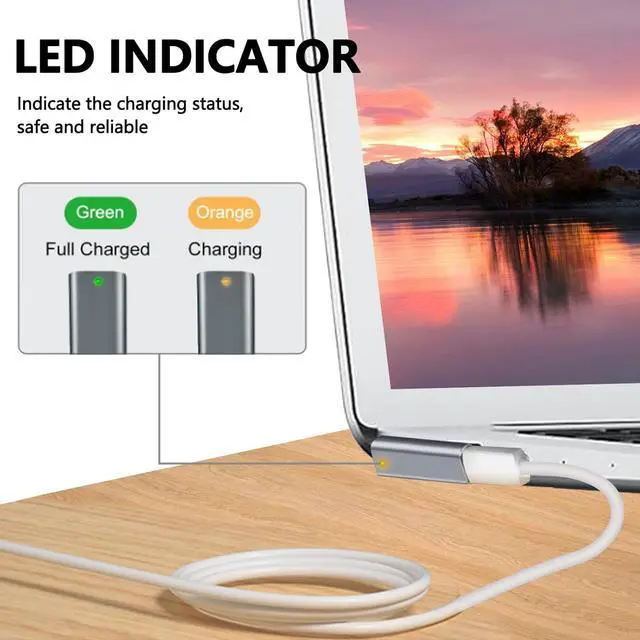 Alt view image 6 of 6 - 100W Magnetic Charger for MacBook Air - Mag-netic L-Tip USB C Female to T-Tip Male Adapter, Fast Charging Type-C PD Power Converter Safe 2 Support for MacBook Pro Air 2013-2015 MD223 A1465 A1466