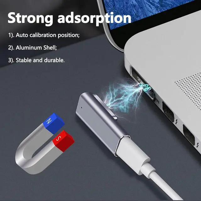 Alt view image 5 of 6 - 100W Magnetic Charger for MacBook Air - Mag-netic L-Tip USB C Female to T-Tip Male Adapter, Fast Charging Type-C PD Power Converter Safe 2 Support for MacBook Pro Air 2013-2015 MD223 A1465 A1466
