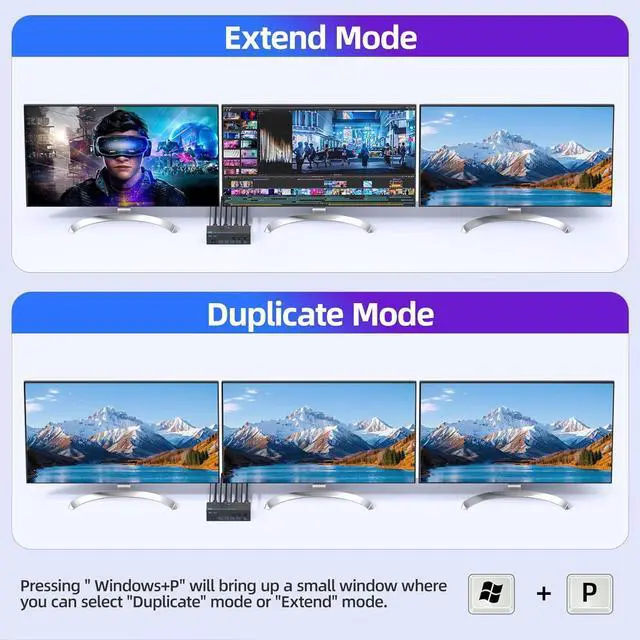 Alt view image 7 of 7 - 3 Monitors 3 Computers KVM Switch, 8K@60Hz KVM Switcher, 3 Monitors 3 Computers KVM Switches with 4 USB3.0 Ports, 4K Switch Keyboard Mouse Printer with USB Cables, Power Adapter