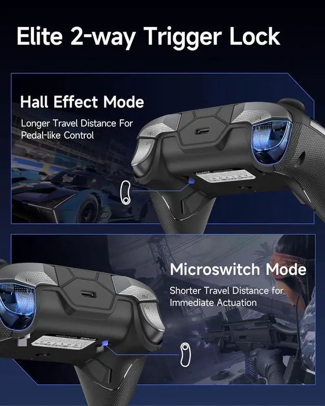 Alt view image 4 of 7 - Wireless Gaming Controller  TMR Joysticks, Dual-Mode Triggers, Mechanical Keys, 1000Hz Polling, RGB  Bluetooth Gamepad for PC/Switch/Switch 2/iOS/Android TV with Charging Dock