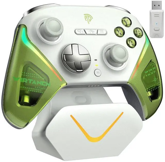 Main image of Wireless Gaming Controller  TMR Joysticks, Dual-Mode Triggers, Mechanical Keys, 1000Hz Polling, RGB  Bluetooth Gamepad for PC/Switch/Switch 2/iOS/Android TV with Charging Dock - Green