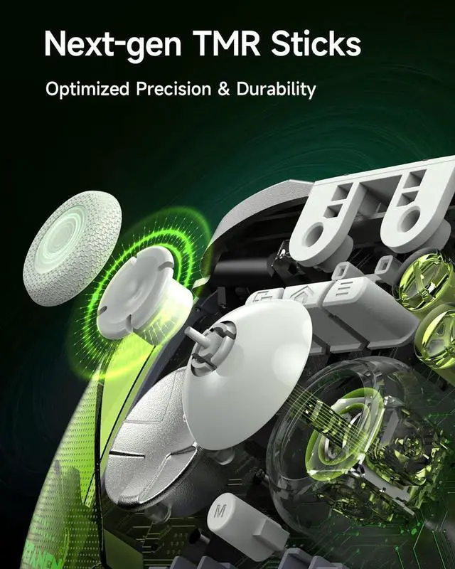 Alt view image 4 of 7 - Wireless Gaming Controller  TMR Joysticks, Dual-Mode Triggers, Mechanical Keys, 1000Hz Polling, RGB  Bluetooth Gamepad for PC/Switch/Switch 2/iOS/Android TV with Charging Dock - Green
