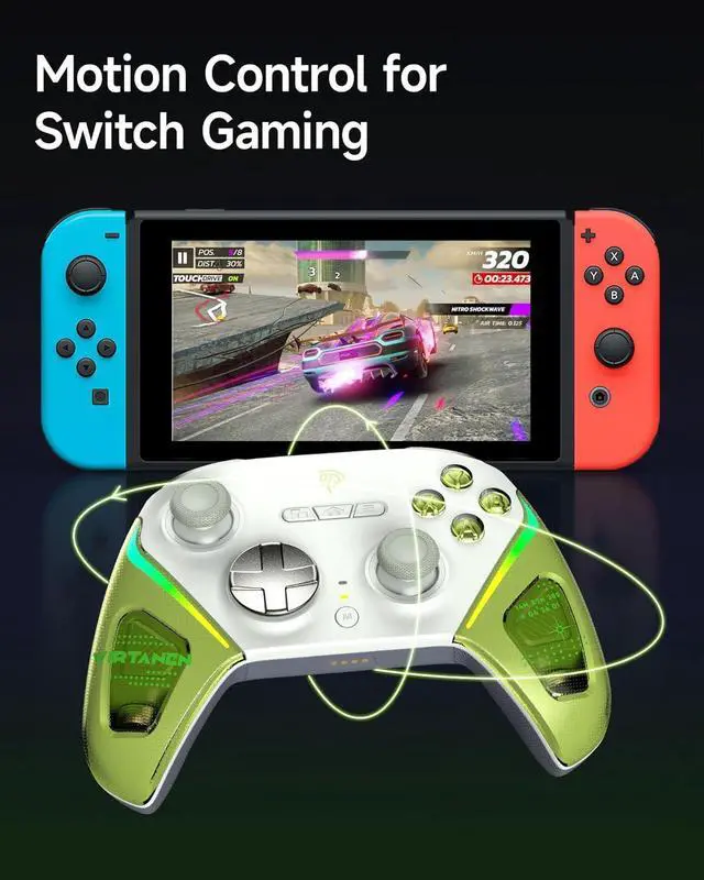 Alt view image 7 of 7 - Wireless Gaming Controller  TMR Joysticks, Dual-Mode Triggers, Mechanical Keys, 1000Hz Polling, RGB  Bluetooth Gamepad for PC/Switch/Switch 2/iOS/Android TV with Charging Dock - Green