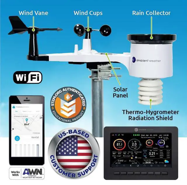 Alt view image 2 of 6 - Ambient Weather WS-2000 Smart Weather Station with WiFi Remote Monitoring and Alerts