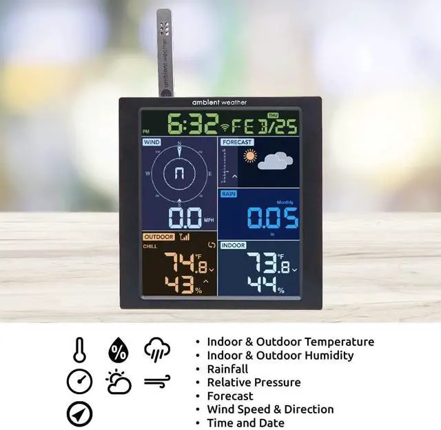 Alt view image 4 of 6 - Ambient Weather WS-1965 WiFi Weather Station w/Remote Monitoring and Ambient Weather Network Access