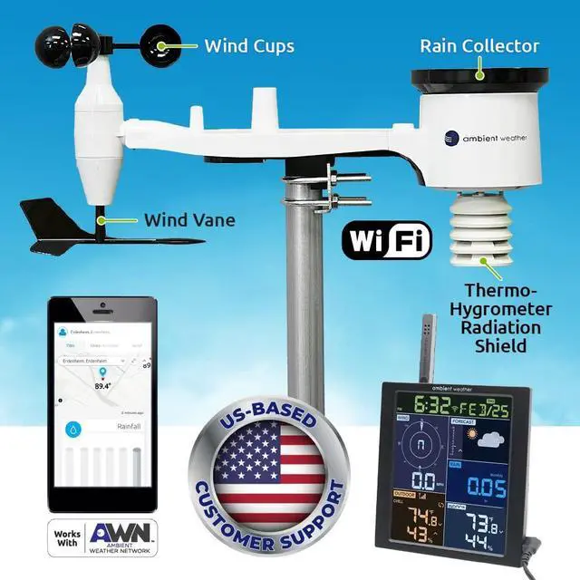 Alt view image 2 of 6 - Ambient Weather WS-1965 WiFi Weather Station w/Remote Monitoring and Ambient Weather Network Access