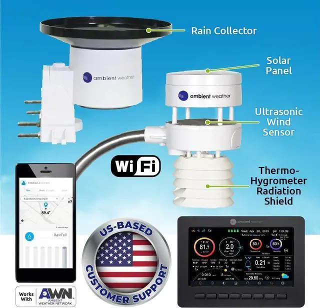Alt view image 2 of 7 - Ambient Weather WS-5000 Ultrasonic Smart Weather Station