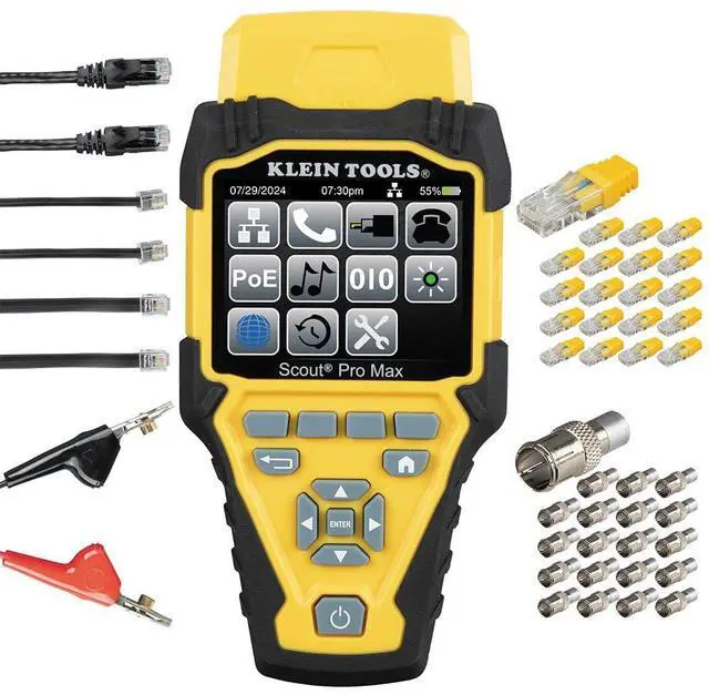 Main image of Klein Tools VDV501-770 Cable Tester Set, Scout Pro Max Ethernet, Coax/Video, Phone, (RJ11/RJ12/RJ45) F-Connector Cables, Test-n-Map Remotes