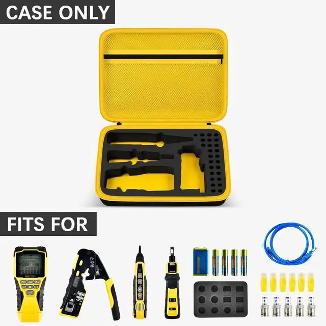 Alt view image 3 of 5 - Case Compatible with Klein Tools VDV501-851 VDV500-123 VDV226-110 VDV427-300. Storage Carrying Travel Holder for Cable Tester for Scout Pro 3/ Tracer Probe/Wire Stripper and Accessories- Yellow Zipper
