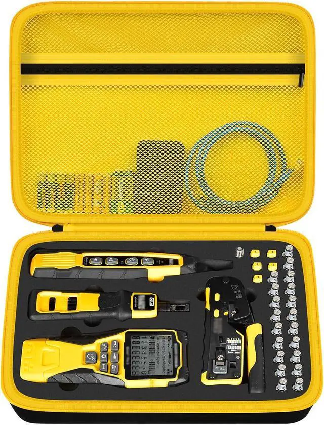 Main image of Case Compatible with Klein Tools VDV501-851 VDV500-123 VDV226-110 VDV427-300. Storage Carrying Travel Holder for Cable Tester for Scout Pro 3/ Tracer Probe/Wire Stripper and Accessories- Yellow Zipper